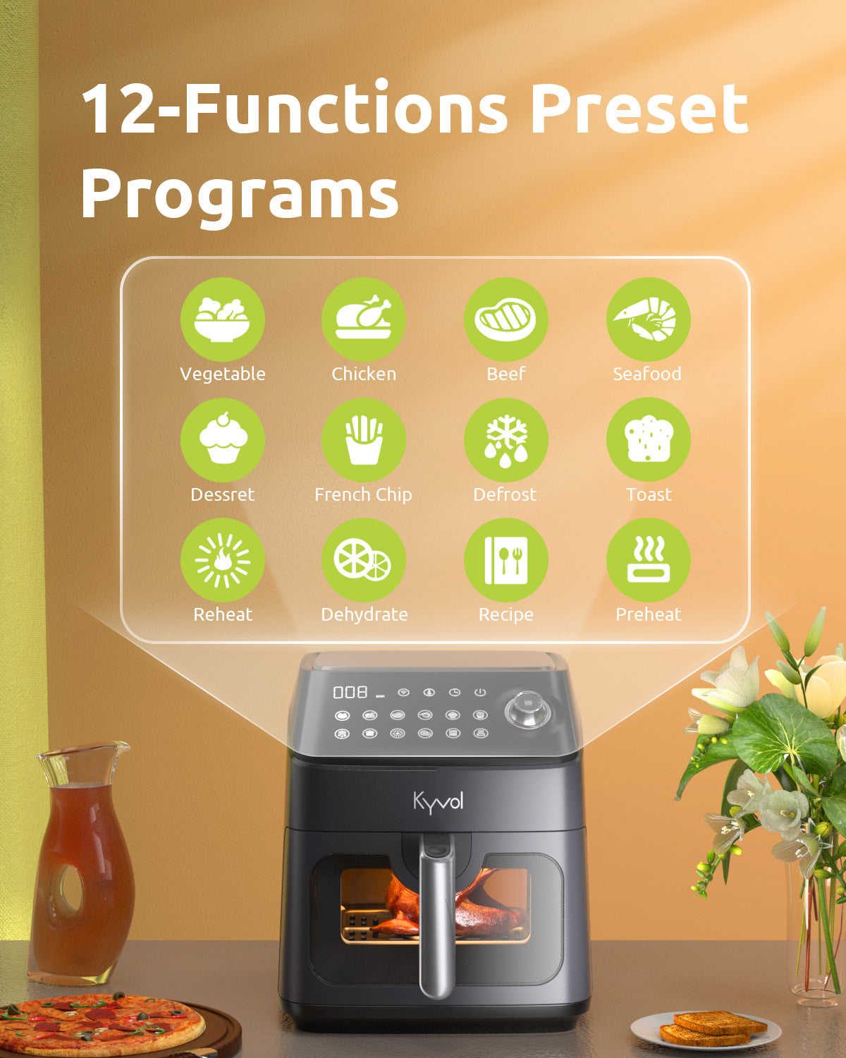 Kyvol Epichef AF200 Air Fryer 4.5QT Compact Size With 12-in-1 Presetting