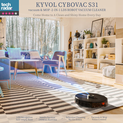 <span>Kyvol Cybovac S31 Robot Vacuum</span> <br /> <span>The Smart Laser Robot Vacuum With Self-Emptying Dustbin</span>