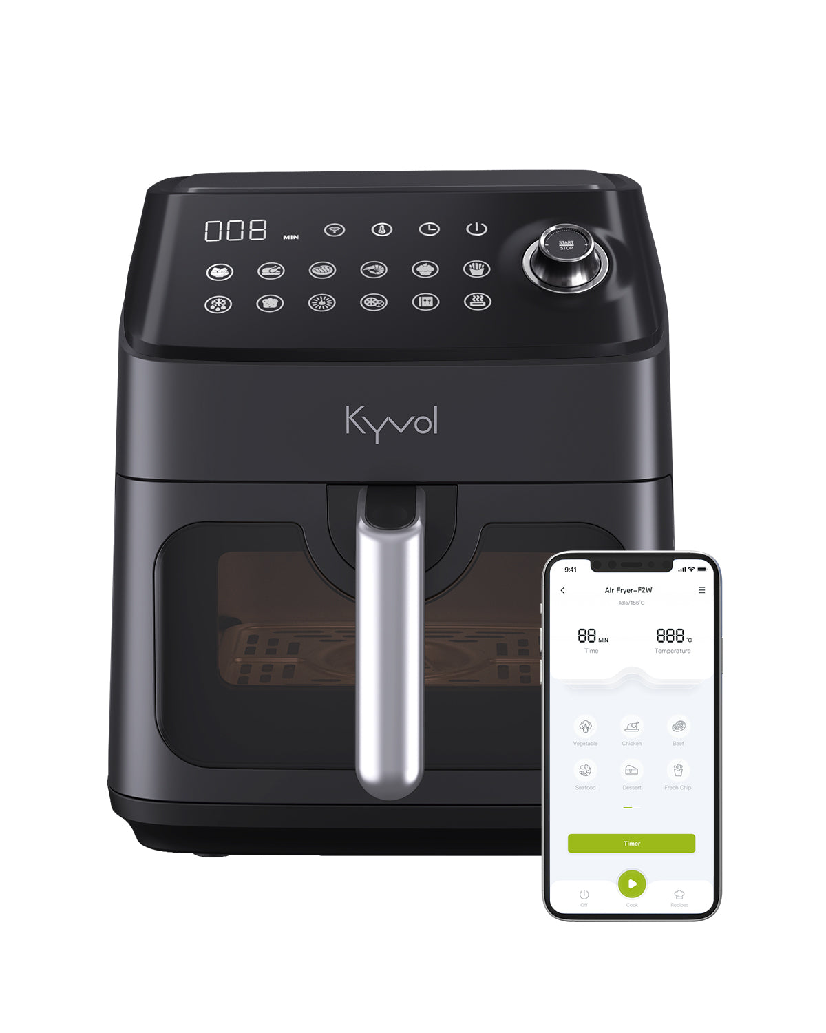 <span> Kyvol Epichef AF200 Air Fryer</span> <br /><span> 4.5QT Compact Size With 12-in-1 Presetting </span>